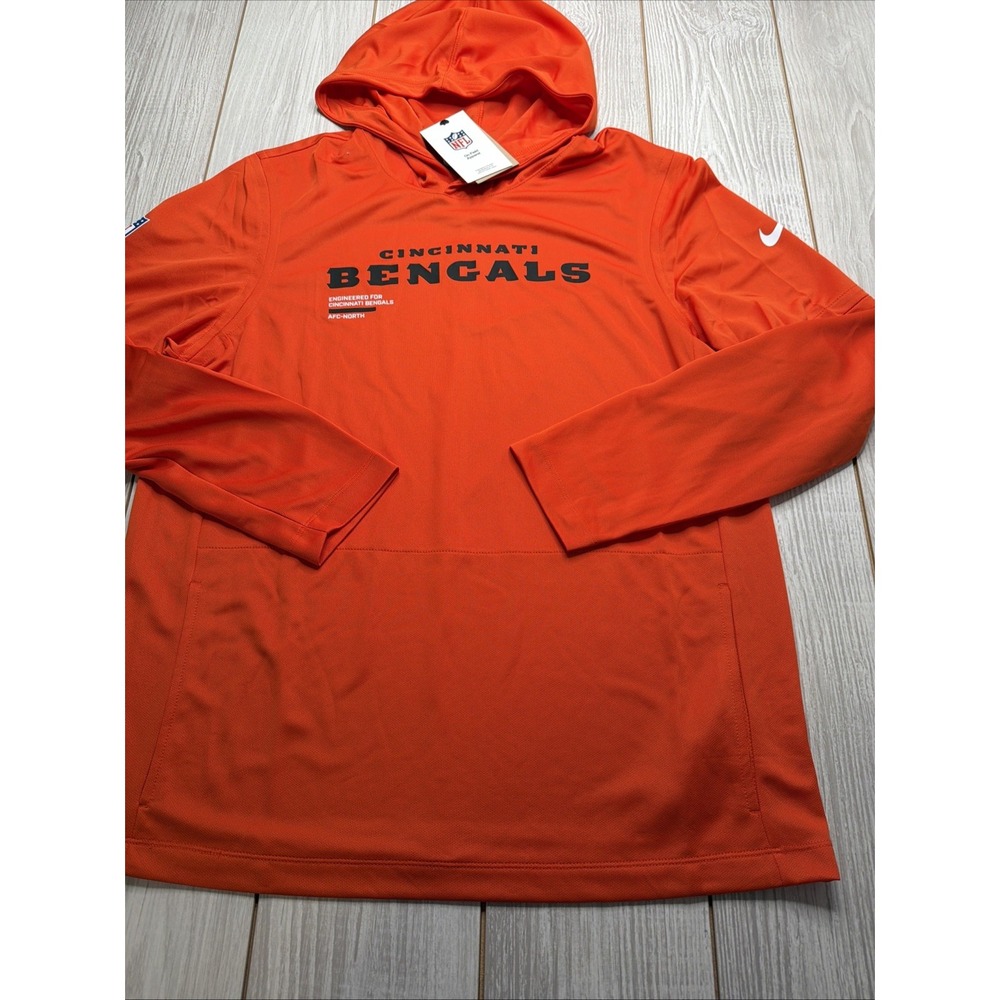 New Nike Cincinnati Bengals Mens Football Hooded Shirt Size 2XL On Field